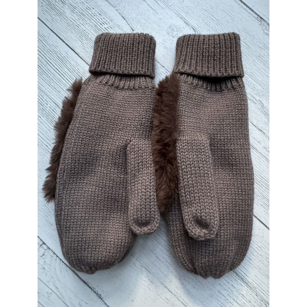 Cat Mittens Brown Cat Double Cuffs Faux Fur Embroidered NWOT - Picture 5 of 5